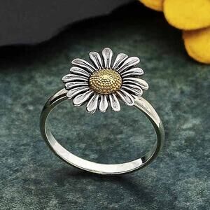 Artisan Sterling Silver Daisy Ring Bronze Center